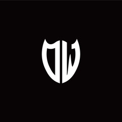 Initial O W letter with shield modern style logo template vector