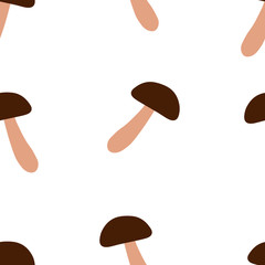Seamless pattern with mushrooms. Autumn pattern for fabric, wrapping, cards, scrapbooking, posters and other design. Cozy fall illustration in cartoon style.
