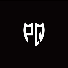 Initial P Q letter with shield modern style logo template vector
