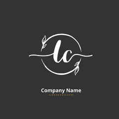 L C LC Initial handwriting and signature logo design with circle. Beautiful design handwritten logo for fashion, team, wedding, luxury logo.