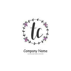 T C TC Initial handwriting and signature logo design with circle. Beautiful design handwritten logo for fashion, team, wedding, luxury logo.