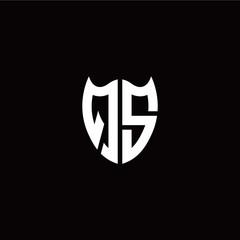 Initial Q S letter with shield modern style logo template vector