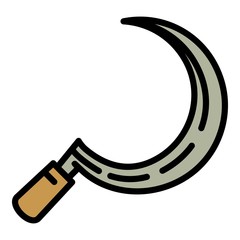 Gardening sickle icon. Outline gardening sickle vector icon for web design isolated on white background