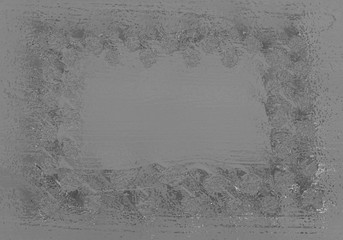 Decorative dark backdrop in black and gray tones. Cool stylish contemporary art. Trendy abstract web design of banner. Grungy antique cover with border in minimal style. Graphic element metal industry