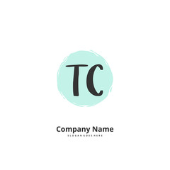 T C TC Initial handwriting and signature logo design with circle. Beautiful design handwritten logo for fashion, team, wedding, luxury logo.