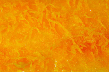 Soft focus close up fuzz golden egg strips