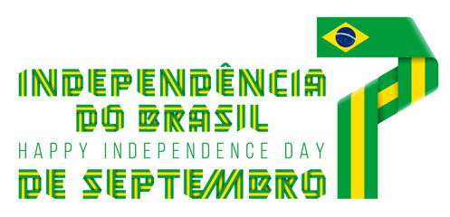 September 7, Brazil Independence Day congratulatory design with Brazilian flag elements. Vector illustration.