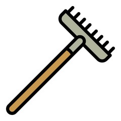 Gardening wood rake icon. Outline gardening wood rake vector icon for web design isolated on white background