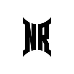 NR monogram logo with curved side