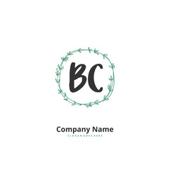 B C BC Initial handwriting and signature logo design with circle. Beautiful design handwritten logo for fashion, team, wedding, luxury logo.