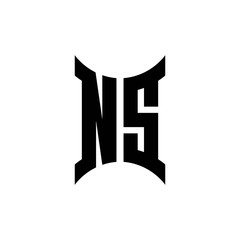 NS monogram logo with curved side