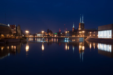 Nocna panorama Wrocławia - obrazy, fototapety, plakaty