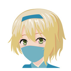 girl in a blue shirt anime style smile