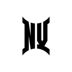 NV monogram logo with curved side