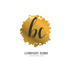 B C BC Initial handwriting and signature logo design with circle. Beautiful design handwritten logo for fashion, team, wedding, luxury logo.