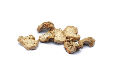 dried eggplant on white background