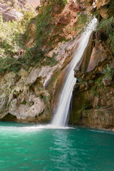 Fototapeta na wymiar La Calavera waterfall on the Borosa river. Sierra de Cazorla, Segura and Las Villas Natural Park. Jaen. Andalusia. Spain