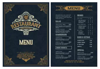 Fotobehang Restaurant menu template. Vintage style. Vector layered © Roverto