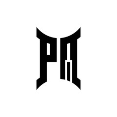 PQ monogram logo with curved side