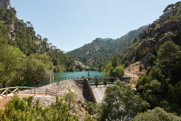 Fototapeta na wymiar The Aguas Negras reservoir of the Borosa river. Sierra de Cazorla, Segura and Las Villas Natural Park. Jaen. Andalusia. Spain