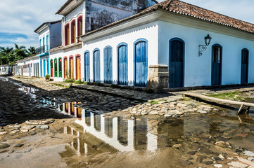 Flooded street of Paraty at high tide, Rio de Janeiro state, Brazil