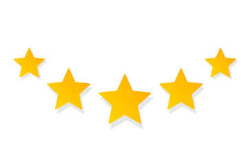 Five stars. Ranking of a product. Customer opinion. Decoration. Vector illustration.