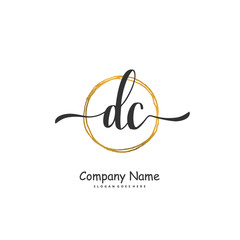 D C DC Initial handwriting and signature logo design with circle. Beautiful design handwritten logo for fashion, team, wedding, luxury logo.