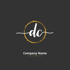 D C DC Initial handwriting and signature logo design with circle. Beautiful design handwritten logo for fashion, team, wedding, luxury logo.