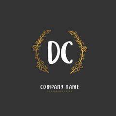D C DC Initial handwriting and signature logo design with circle. Beautiful design handwritten logo for fashion, team, wedding, luxury logo.