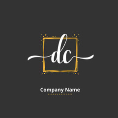 D C DC Initial handwriting and signature logo design with circle. Beautiful design handwritten logo for fashion, team, wedding, luxury logo.
