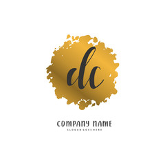 D C DC Initial handwriting and signature logo design with circle. Beautiful design handwritten logo for fashion, team, wedding, luxury logo.