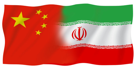 Two states flags of China and Iran