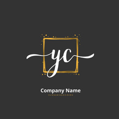 Y Z YZ Initial handwriting and signature logo design with circle. Beautiful design handwritten logo for fashion, team, wedding, luxury logo.