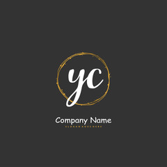 Y Z YZ Initial handwriting and signature logo design with circle. Beautiful design handwritten logo for fashion, team, wedding, luxury logo.