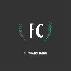 F C FC Initial handwriting and signature logo design with circle. Beautiful design handwritten logo for fashion, team, wedding, luxury logo.
