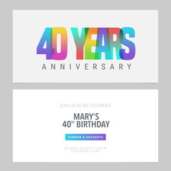 40 years anniversary invitation to celebration vector illustration