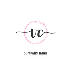 V C VC Initial handwriting and signature logo design with circle. Beautiful design handwritten logo for fashion, team, wedding, luxury logo.