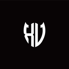 Initial X V letter with shield modern style logo template vector