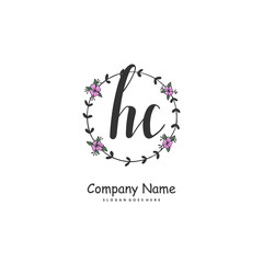 H C HC Initial handwriting and signature logo design with circle. Beautiful design handwritten logo for fashion, team, wedding, luxury logo.