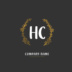 H C HC Initial handwriting and signature logo design with circle. Beautiful design handwritten logo for fashion, team, wedding, luxury logo.