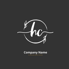 H C HC Initial handwriting and signature logo design with circle. Beautiful design handwritten logo for fashion, team, wedding, luxury logo.