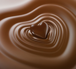 chocolate swirl background in a heart shape.