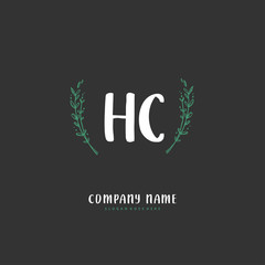 H C HC Initial handwriting and signature logo design with circle. Beautiful design handwritten logo for fashion, team, wedding, luxury logo.
