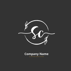 S C SC Initial handwriting and signature logo design with circle. Beautiful design handwritten logo for fashion, team, wedding, luxury logo.