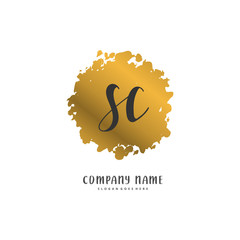 S C SC Initial handwriting and signature logo design with circle. Beautiful design handwritten logo for fashion, team, wedding, luxury logo.