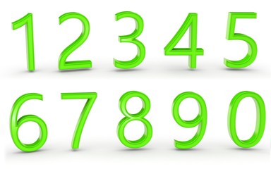 3D numbers 1234567890 on white background