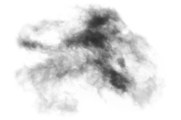 Black smoke isolated on white background 