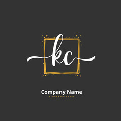 K C KC Initial handwriting and signature logo design with circle. Beautiful design handwritten logo for fashion, team, wedding, luxury logo.