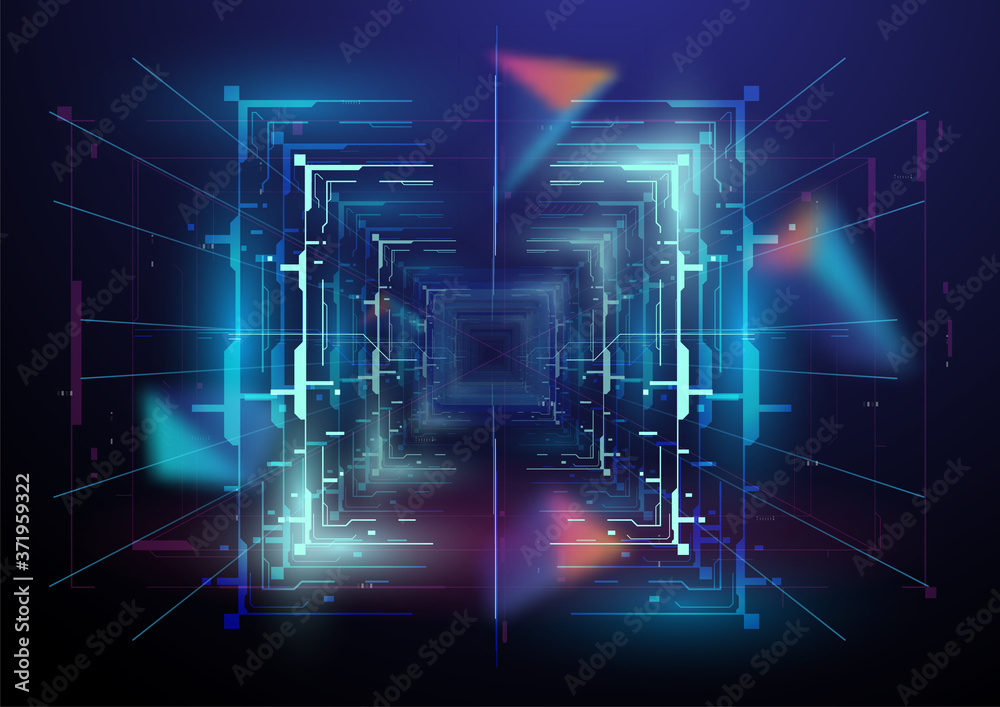 Fototapete virtual reality space. futuristic vr frame, head-up display design. sci-fi helmet hud ui. futuristic