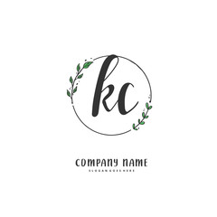 K C KC Initial handwriting and signature logo design with circle. Beautiful design handwritten logo for fashion, team, wedding, luxury logo.
